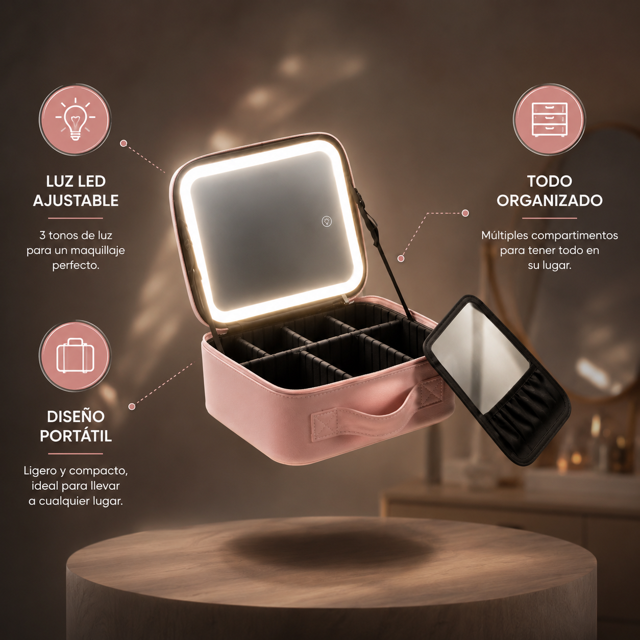 Cosmetiquera Led : Maquillaje impecable donde vayas.